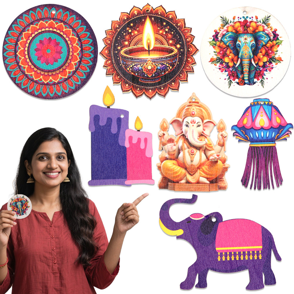 Lighting Decor For Diwali - Diwali Themed Decor - Wooden Chip